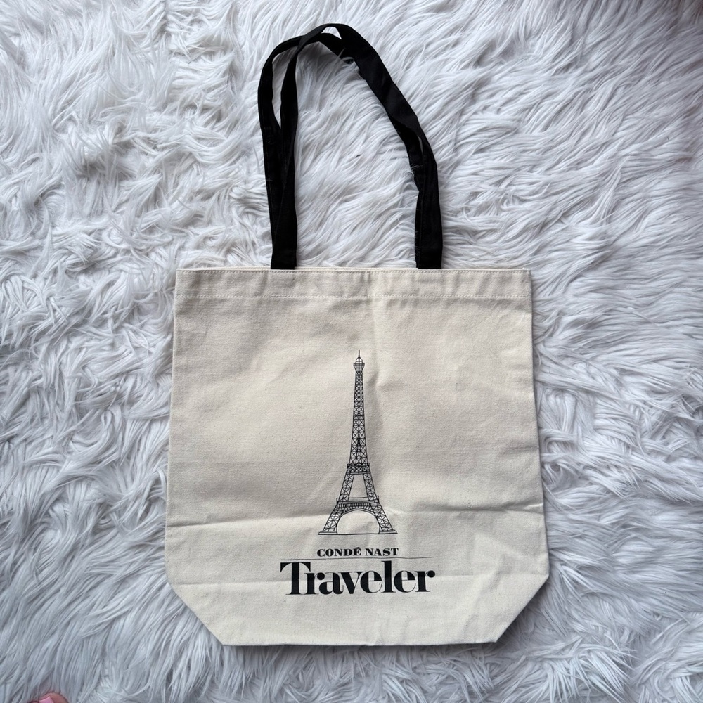 NWOT Conde Nast Traveler Paris Eiffel Tower Canvas Market Tote Bag Purse